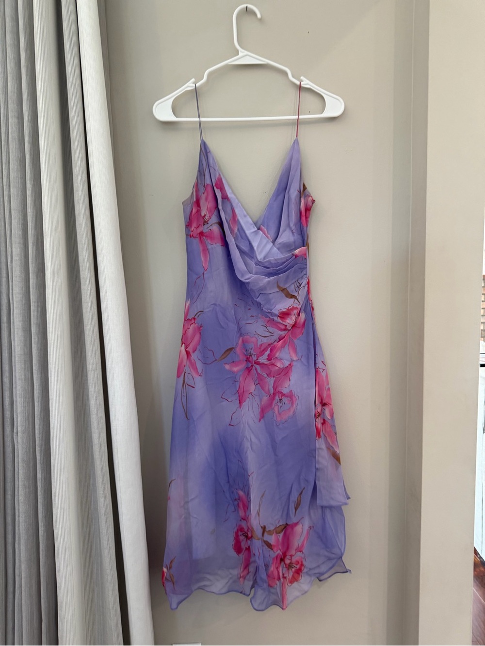 Vintage Purple Floral Slip Dress with Pink Accents